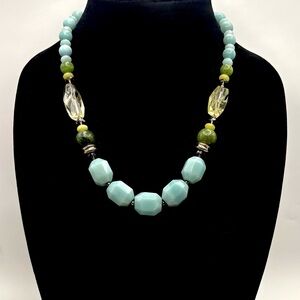 Studio Barse Amazonite, Quartz, and Jade Sterling Silver Beaded Necklace